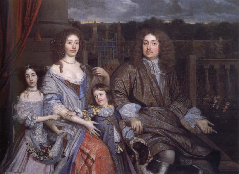 John Michael Wright The Family of Sir Robert Vyner seated before the garden at Swakeleys oil painting image